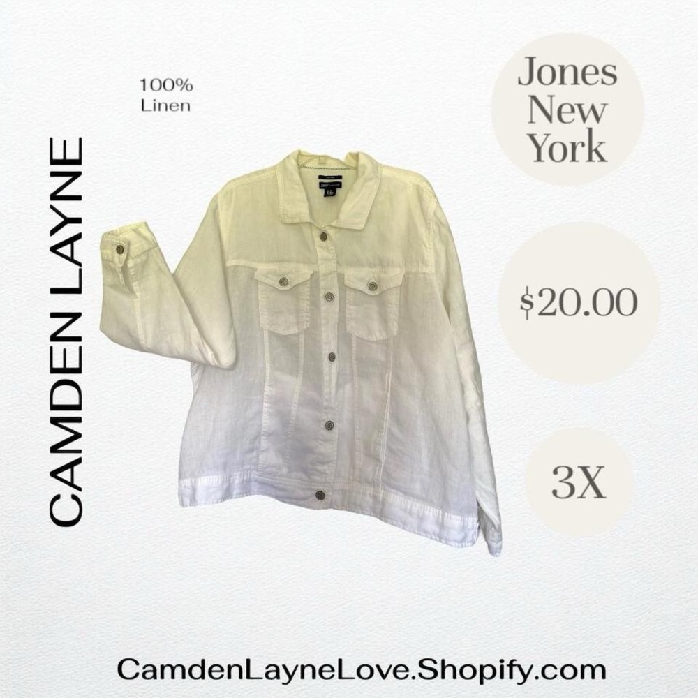 Jones New York Cream Linen Top
